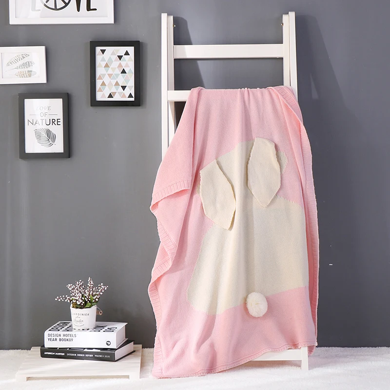 

YOYIHOME 5 kind color Plaid new explosion rabbit ears children's cotton knitted blanket throw bedding sofa/air mantas blanket