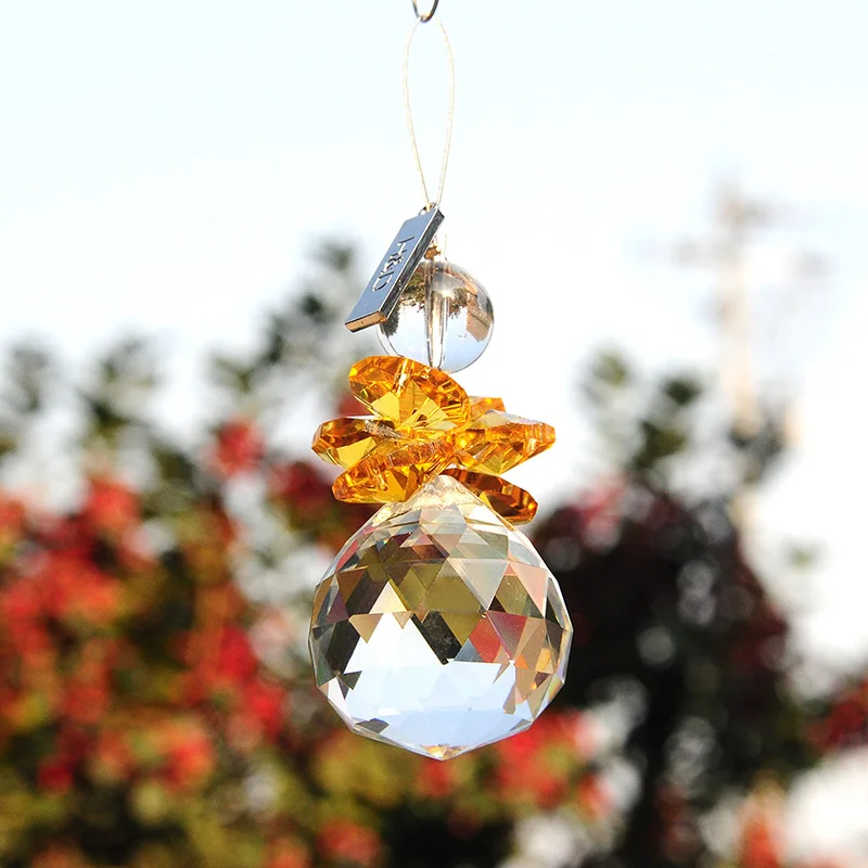 H& D 10 шт. хрустальный шар Подвеска для брелка подвесное украшение люстра часть украшение дома(желтый