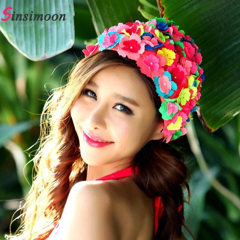 Nouvelle Arrivée Fleur Bonnet De Bain pour Femme De Natation Chapeau pour Cheveux longs Fleurs Conception