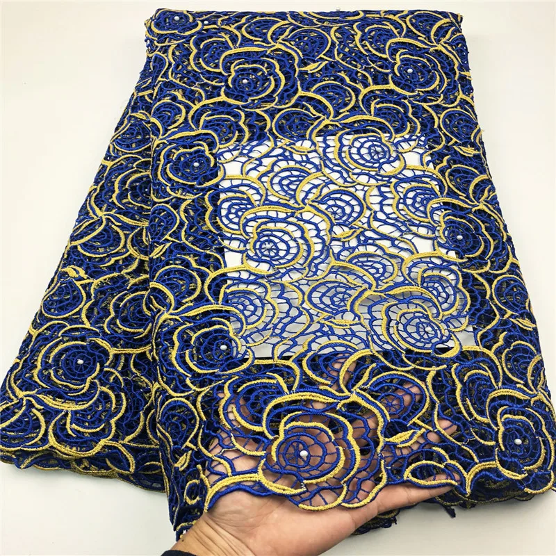 

latest High quality African guipure cord lace With Big Stones fabric In White for Nigerian Party Dress CHYG1 (6)