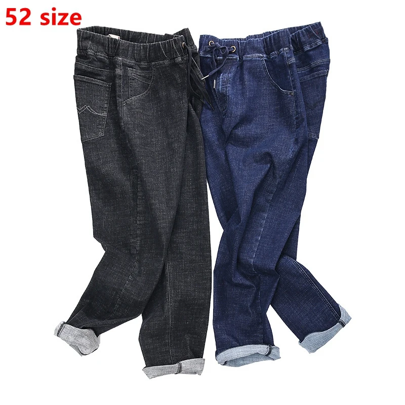 Tide brand big size XL MENS fat elastic waist jeans cowboy oversize