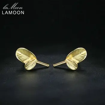 

LAMOON 100% 925 Sterling Silver Stud Earrings For Women Gold Color Fine Jewelry Accessories Special Design Brincos EY227