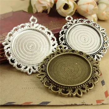 

20pcs 25mm 1 inch 1" Double-sided Round Zinc Alloy Pendant Trays Antique Style Pendant Blanks Bezel Setting