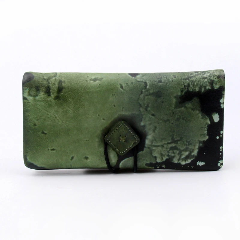 

2018 Handmade Genuine Leather Women Wallet Vintage Card Holder Organizer Ladies Long Wallet Casual Day Clutch