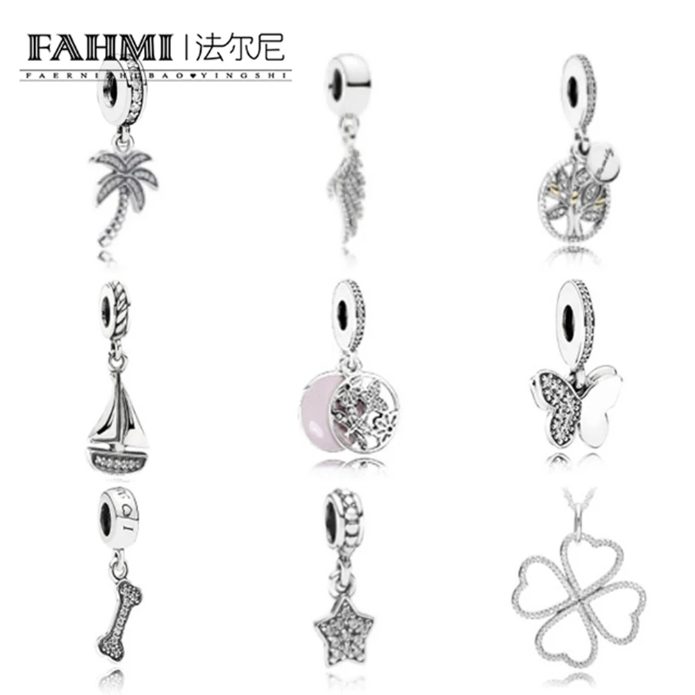

FAHMI 100%925 Sterling Silver Double Sparkling CZ Star Small bone Pendant Necklaces for Women Authentic Silver Butterfly Pendant