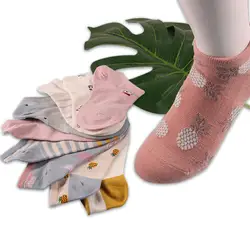 Модные носки женские хлопковые с принтом 5 пар сетчатые Дышащие носки Модные эластичные тонкие короткие женские носки