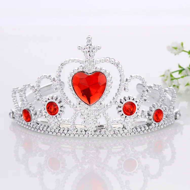 7pcs/lot 2018Fashion Accessories Girl Tiara Crown Multicolor Rhinestone Princess Crown Plastic Silver Color Headwear