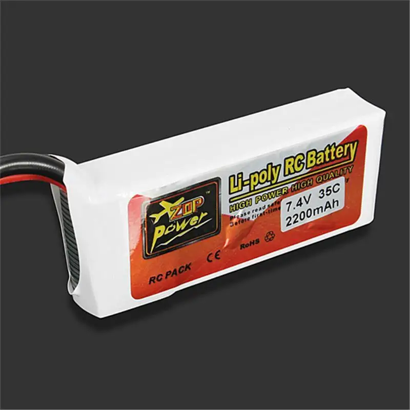 Горячая ZOP мощность RC 7,4 V 2200mAh 35C 2S 2S1P Lipo батарея T вилка перезаряжаемая для радиоуправляемого дрона вертолета мультикоптера модель автомобиля