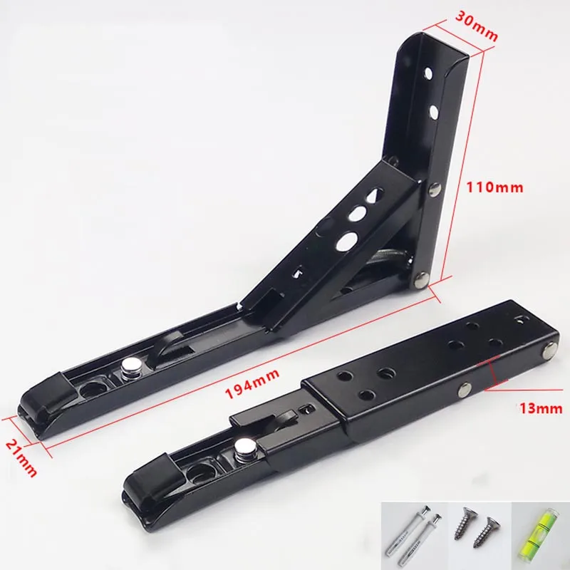 

2PCS Wholesale Cheap 8 Inch High Quality Black Metal Table Hanging Triangle Wall Mount Folding Shelf Bracket