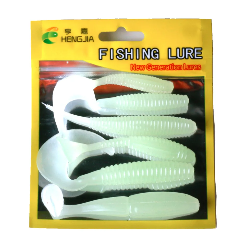 HENGJIA 6pcs Glowing Soft Baits 6cm 7.5cm 8cm 9cm 9.5cm soft rubber Luminous Soft fishing Lures