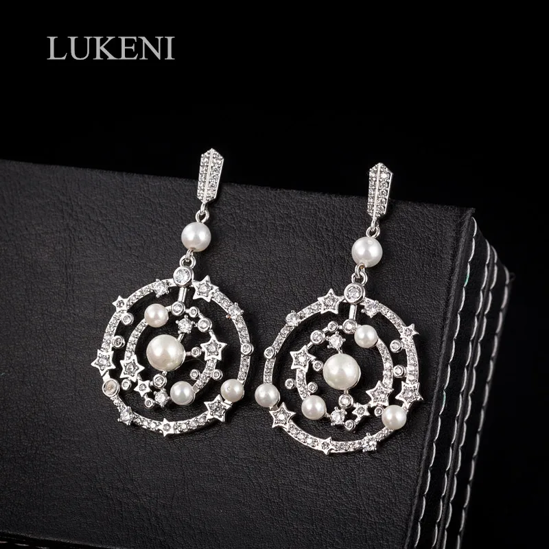 

LUKENI Imitation Pearl Round Circle Earrings Women White Color Brincos Statement Bijoux Mother Day Jewelry Party Gift