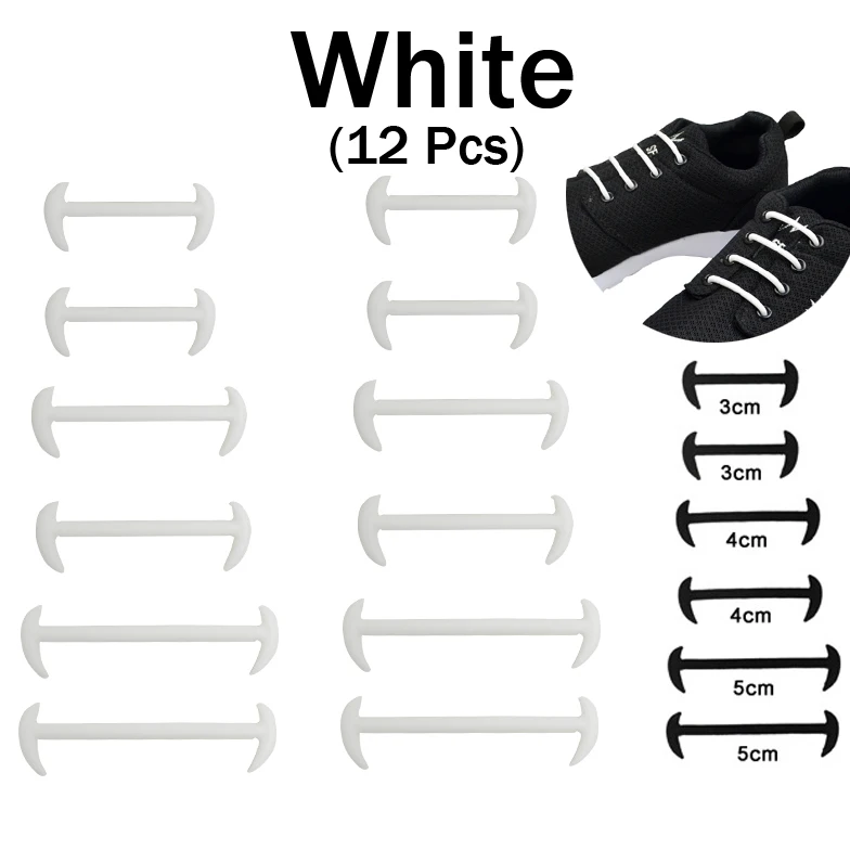 Mr. Niscar 1 комплект/12 шт Быстрая ленивые шнурки без завязок для мужчин женское кожаное платье обувь эластичные силиконовые шнурки для обуви 3 цвета - Цвет: 01 White