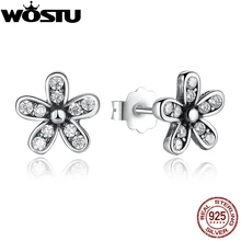 Горячая Распродажа Настоящее серебро 925 проба ослепительные Пуссеты Маргаритка серьги с CZ для женщин совместимы с WST ювелирные изделия подлинный подарок