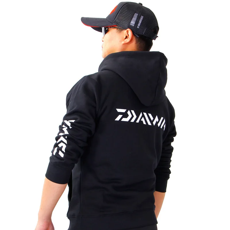 Осенне зимняя одежда для рыбалки Daiwa Мужская теплая черная куртка с капюшоном