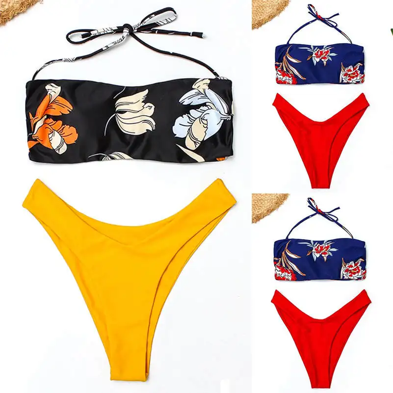 

swimsuit for girls Splice beach cover up Sexy Bikini 2019 Print Two Piece Swimsuit Pushups Swimwear Beachwear Swim Summer 4sg