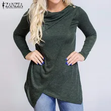2019 Autumn ZANZEA Women Outerwear Cardigan Long Sleeve O Neck Female Casual Loose Blouses Shirts Solid