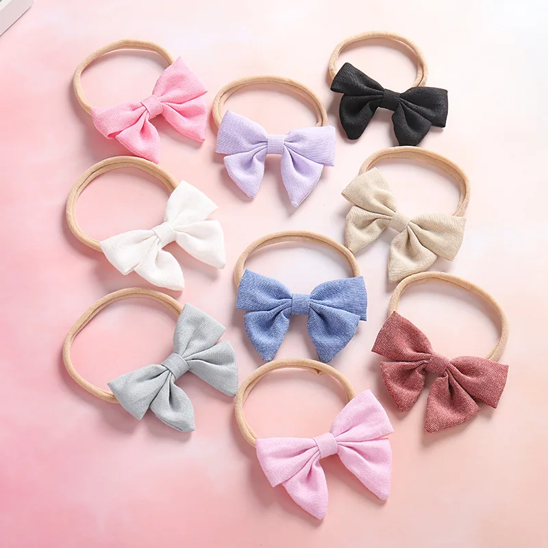 

Swallowtail Bow Knot Headbands Girls Nylon Nude Elastci Headwrap Top Bow Knot Turban Children Hair Circle Kids Hair Tie Hairband