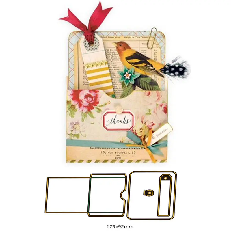 

card pocket Metal Cutting Dies Scrapbooking Craft Die cuts Card making paper art emboss stencil 179x92mm