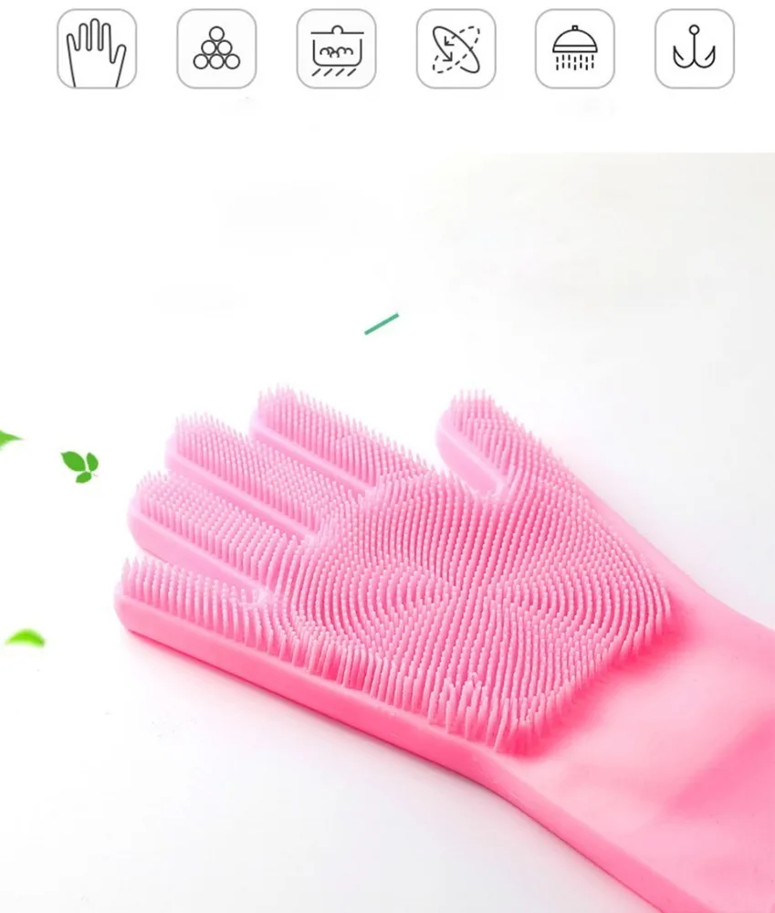 VOZRO Волшебные силиконовые перчатки для мытья посуды, латексные садовые резиновые перчатки, кухонные аксессуары, щетка для мытья посуды