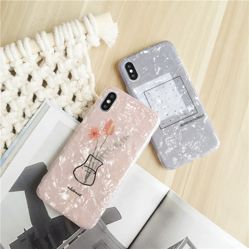 

Fashion Simple Shell Pattern Flower Silicone Soft TPU Phone Case For iPhone XS MAX XR X 8 7 6 6s Case Back Cover Fundas Coque