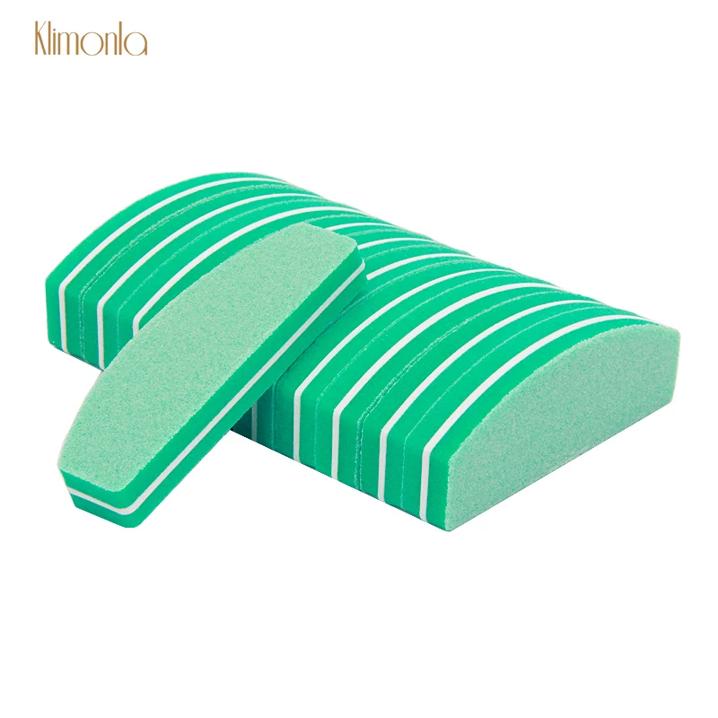 

40pcs Wholesales Sanding Buffer Files 100/180 Sponge Half Moon Polishing Blocks Manicure Care Set Green Nail File