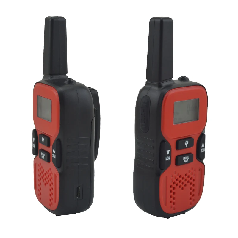 2 шт./пара красный Мини Дети Walkie Talkie 22 каналов GMRS 2 способ радио ЖК-дисплей Дисплей+ 2 перезаряжаемый аккумулятор+ кабель usb