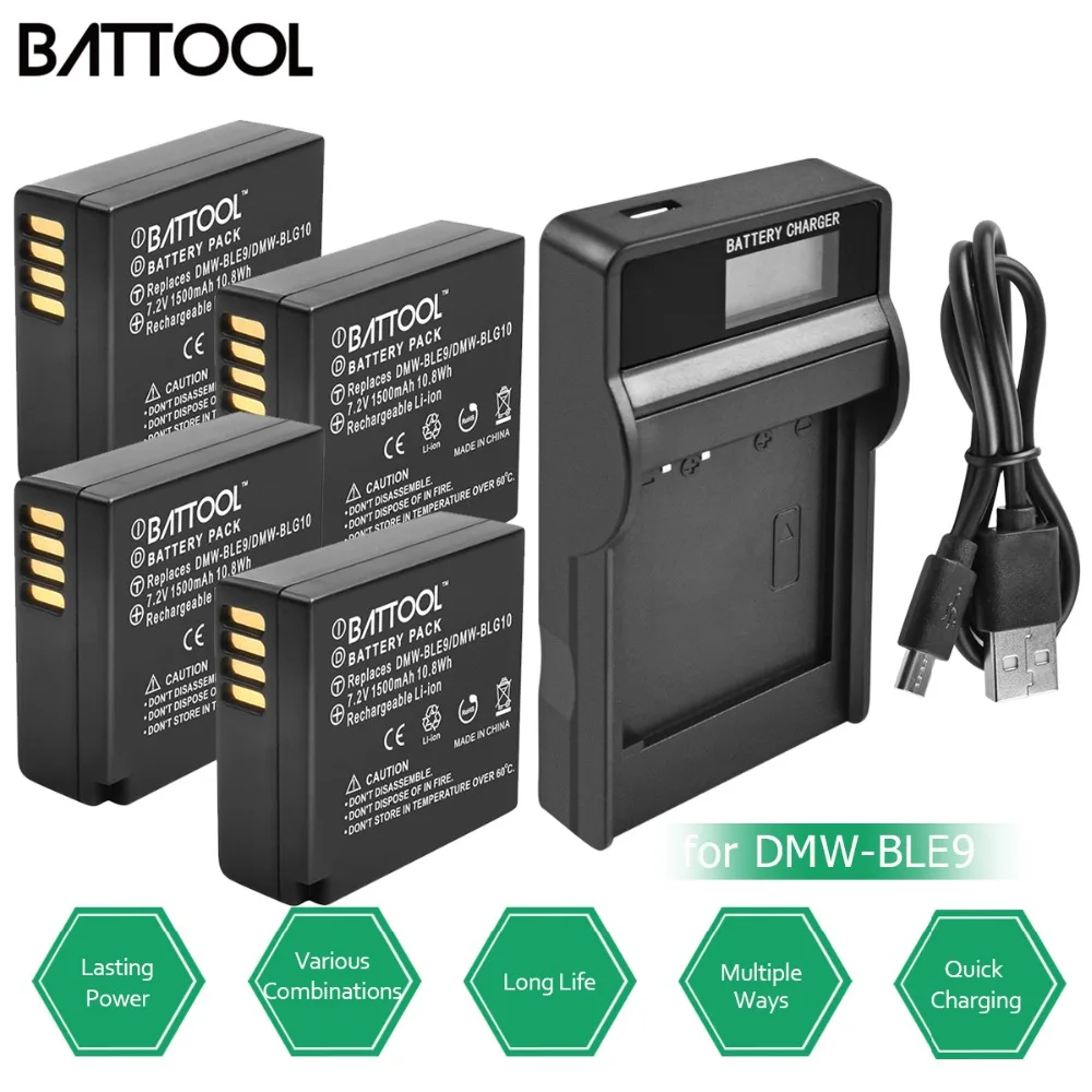 4XDMW BLG10 BLG10 DMW BLE9 BLE9 Replacement Battery+LCD Battery Charger