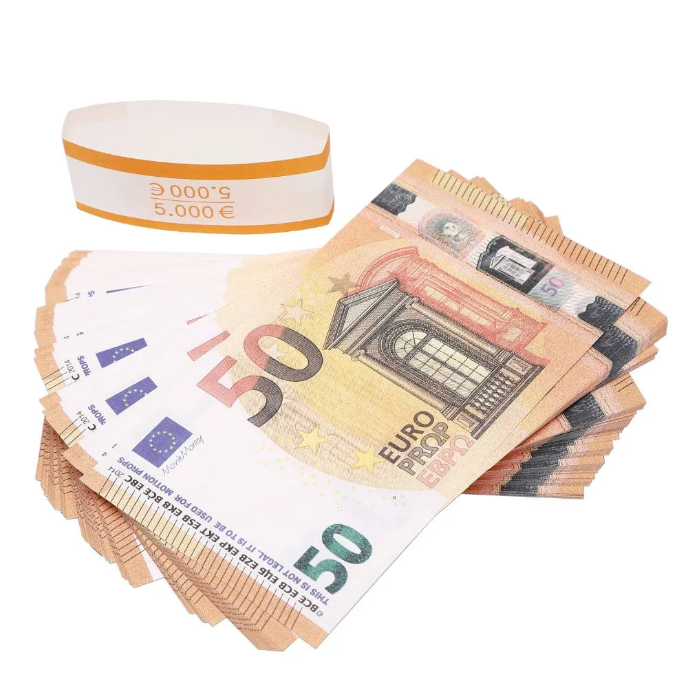 

PROP MONEY REALISTIC EUROS |50 NOTES - Free Spare Bank Note Strap. Perfect for Movies Films Advertising Social Media Real