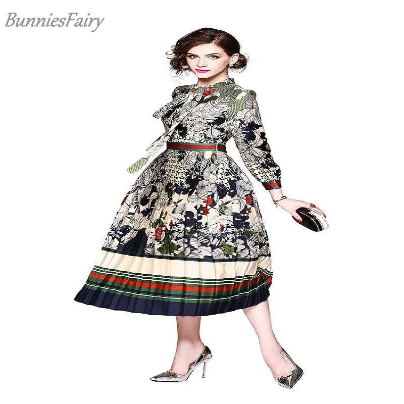 Новинка 2018 роскошное женское платье BunniesFairy с завязками на шее цветочным принтом