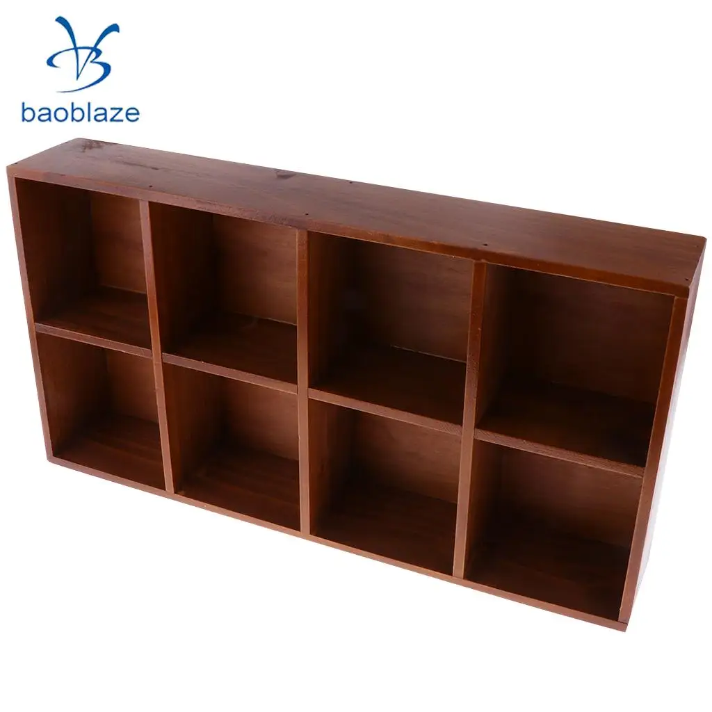 2 Tiers 8 Lattice Floating Shelves Wall Mounted Display Ledge Shelf with Bracket for Pictures and Frames Modern Home Decorative