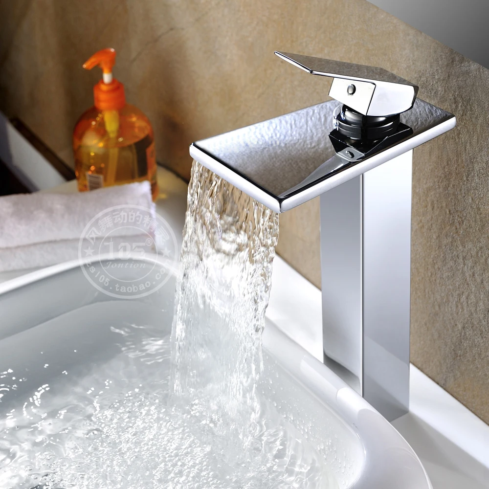 

Freeshipping waterfall bathroom faucet Single handle Single hole Surface Mounted basin faucet  LH-8140
