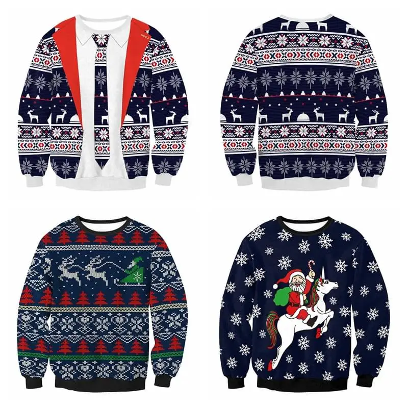 Санта Клаус Рождество толстовки со снежинками Для женщин Для мужчин топы; пуловеры для маленьких детей спортивный костюм 3D Трамп толстовки кошек джемпер в уличном стиле