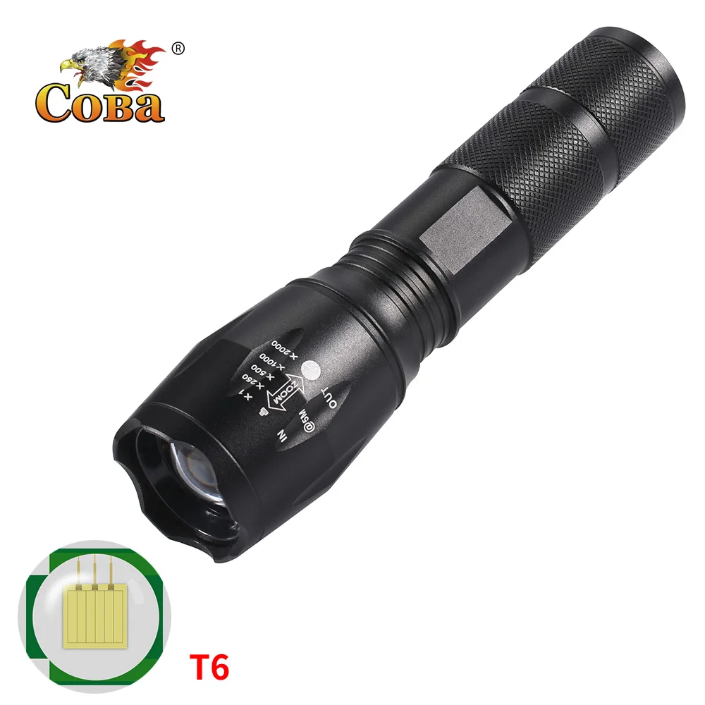 

Coba T6 led flashlight power bank torch usb rechargeable light zoomable tactical flashlight 4 modes waterproof attack lamp