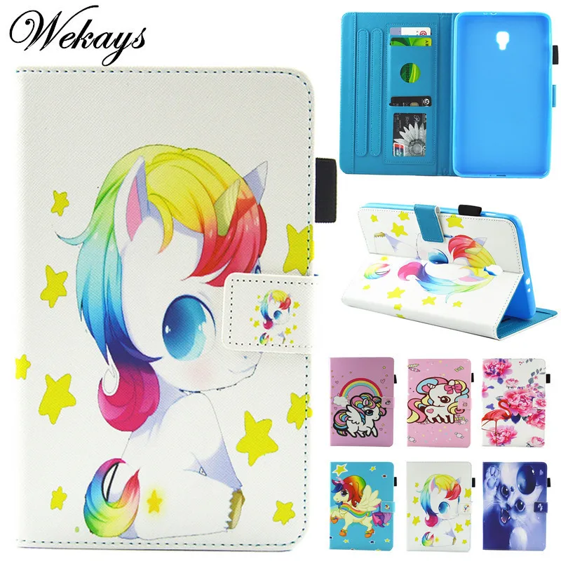 Wekays Cute Cartoon Unicorn Leather Flip Fundas Case For Coque Samsung Galaxy Tab A 8.0