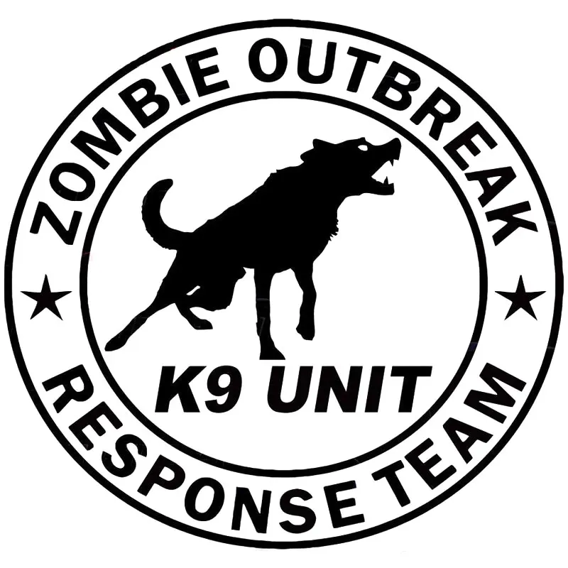 

19CM*17.8CM Zombie Outbreak Response Team K9 Unit Canine Dog Zombies Decal Sticker Car Sticker Accessories Black Sliver C8-1264