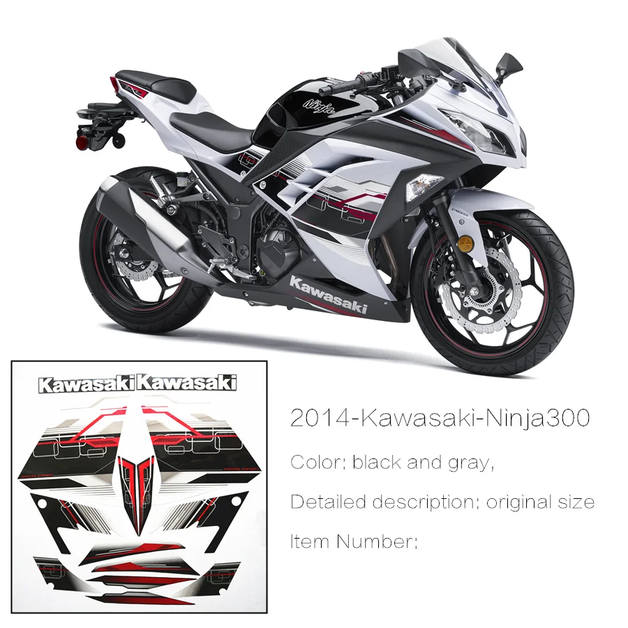 

Original size a pair Motorcycle fairing accessories Reflective stickers fit for Additional warning fit for kawasaki Ninja 300