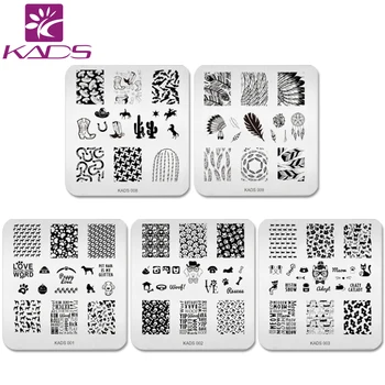 

KADS 5pcs/set Cute Dog & Cat Design Nail Art Stamp Stamping Plates Template Feather Manicure Image Plate Nail Stencil Template