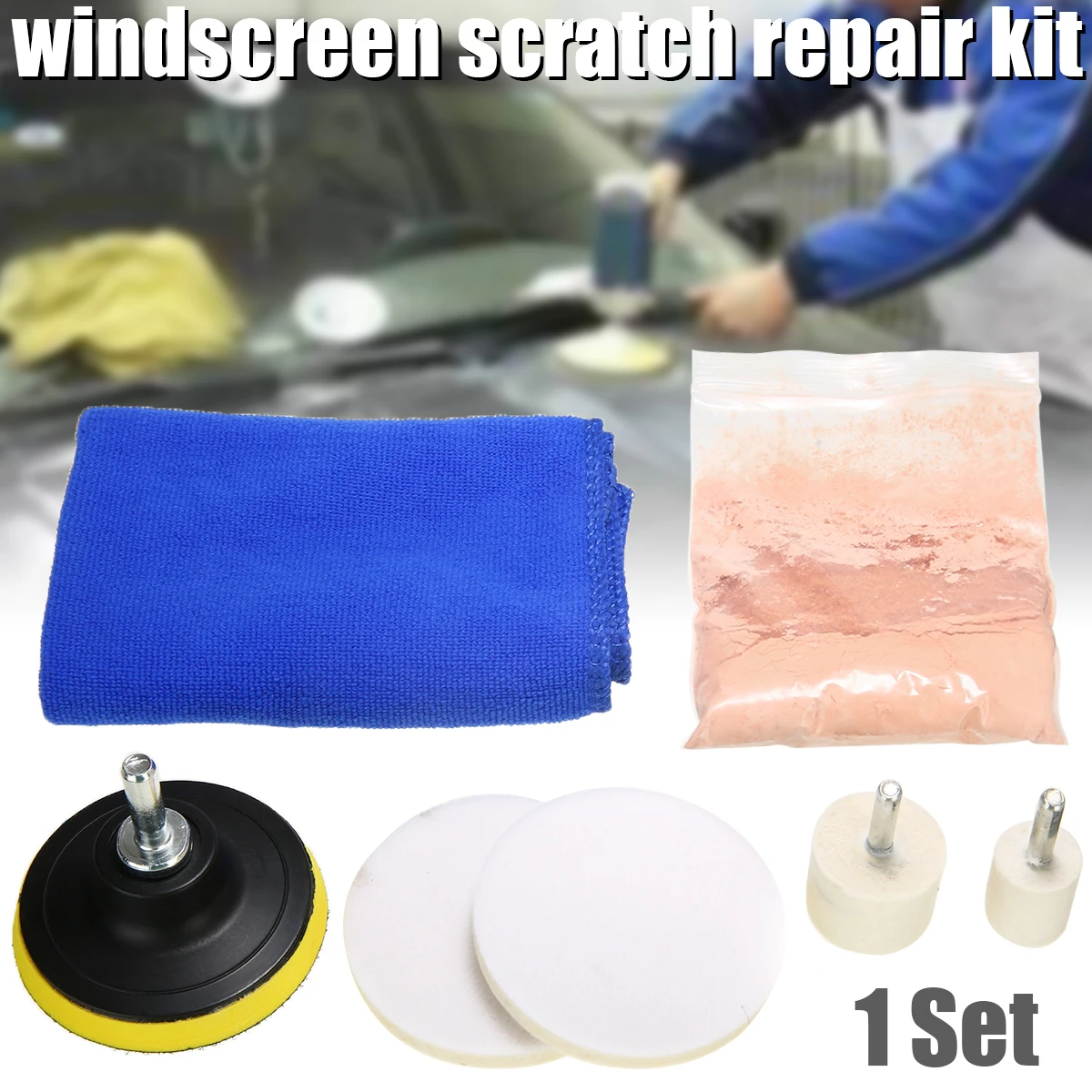 8pcs/set Car Windscreen Window Scratch Repair Remover Glass Polishing Kit Universal Car Polishing Grinding Materials Tools
