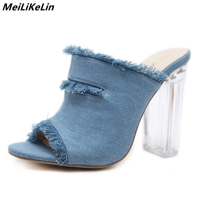 denim mules shoes