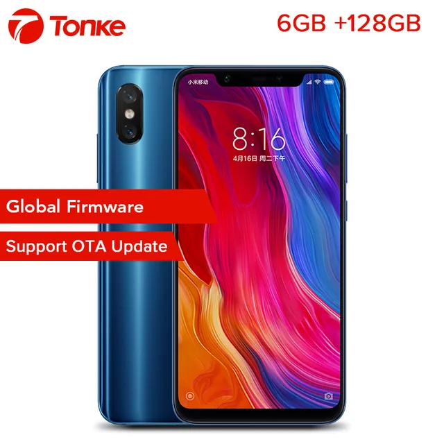 OTA Global Firmware Xiaomi Phone 6GB RAM 128GB ROM Mi8 Mi 8 Snapdragon 845  Octa Core 6.21" 2148x1080P  Fingerprint ID 
