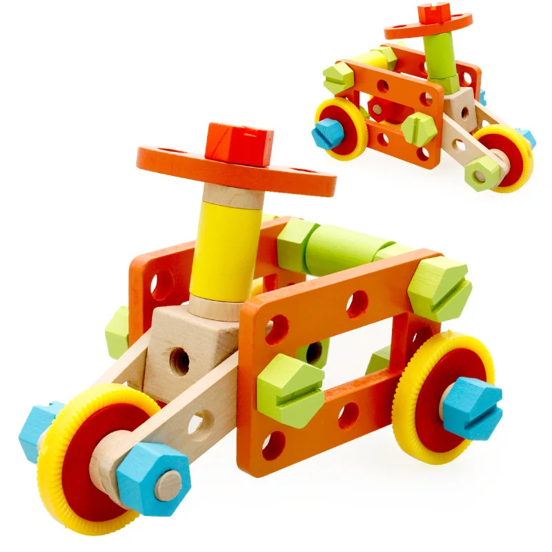 

MWZ Wooden Screw Assembly Toys Nut Eduational Brain Training Play Multiple Assembly Building Block Gift For Kids