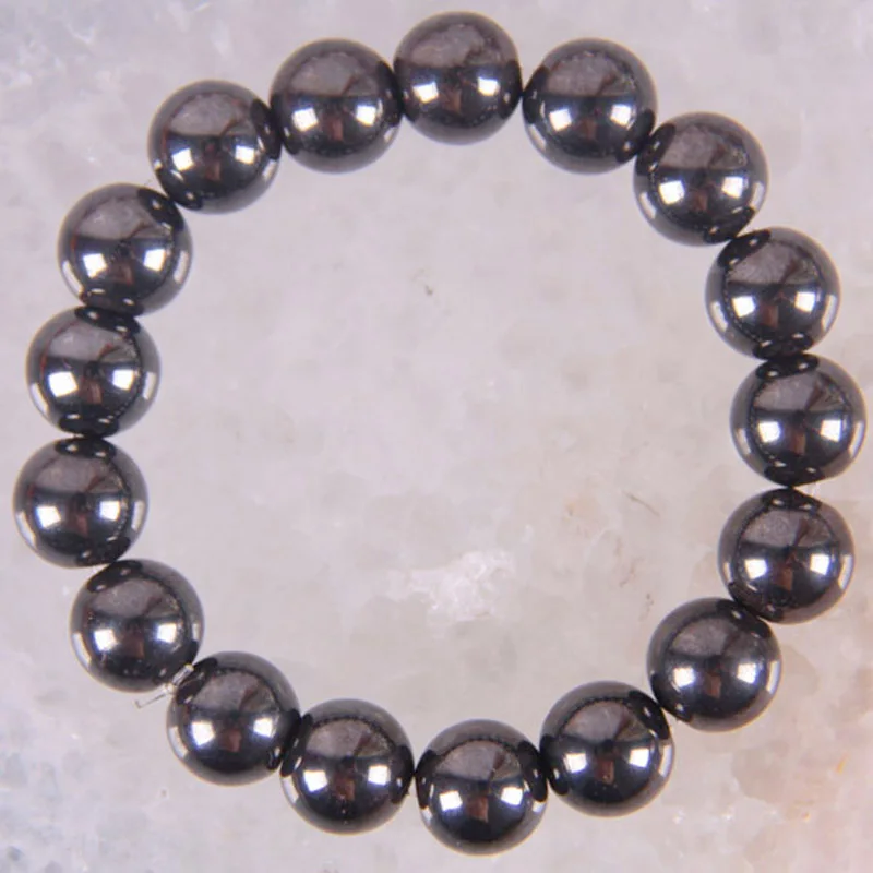 12MM Black Hematite Healing Beads Bracelet Bangle Stretch