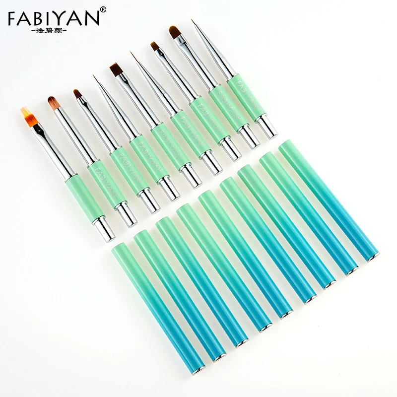 

Nail Art Brush Detachable Metal Flat Carving Pen Gradient Powder Builder Painting Drawing Line Stripe Liner Tips Tools Manicure