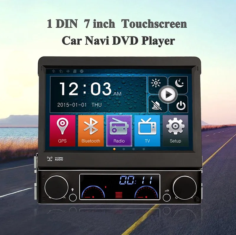 Top Eunavi Single 1 Din 7" Universal Touch screen Car DVD Player Car radio With GPS Navi Autoradio Stereo Car Audio  TV Bluetooth 2