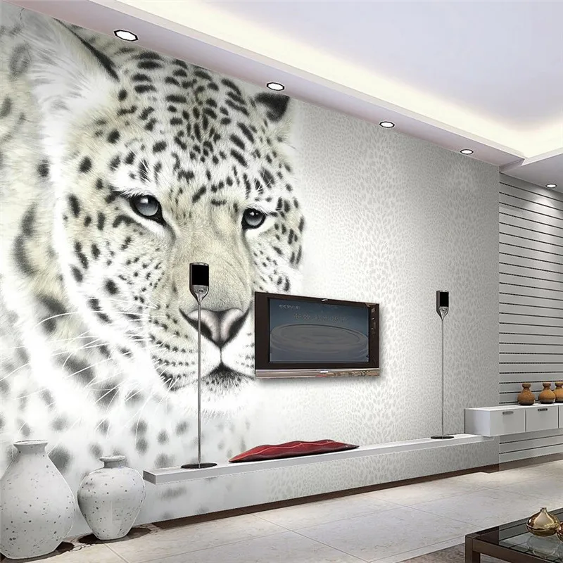 beibehang mural art decor picture backdrop Modern Art black and white leopard leopard restaurant wall painting mural panel backdrop cotton black 600x300 cm