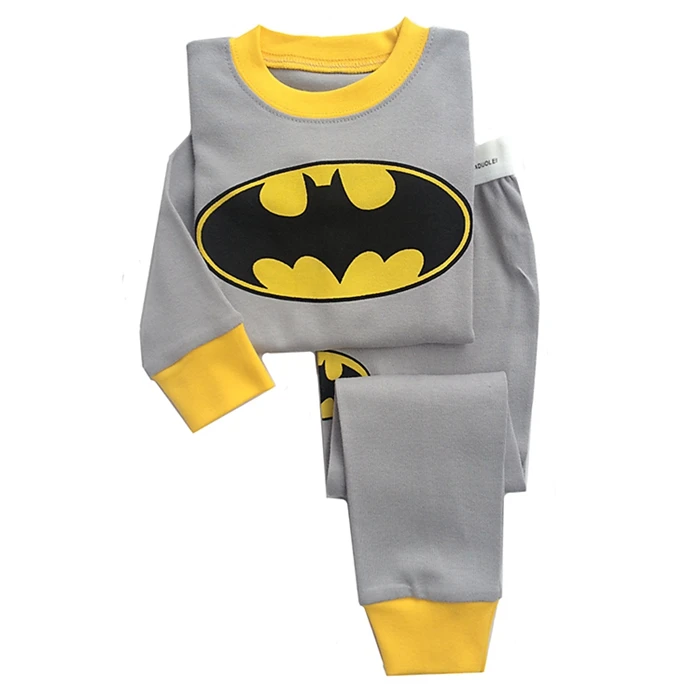 Розничная, Детская Хлопковая пижама с длинными рукавами и рисунком одежда для сна с суперменом для маленьких девочек и мальчиков детские футболки+ штаны, комплект одежды