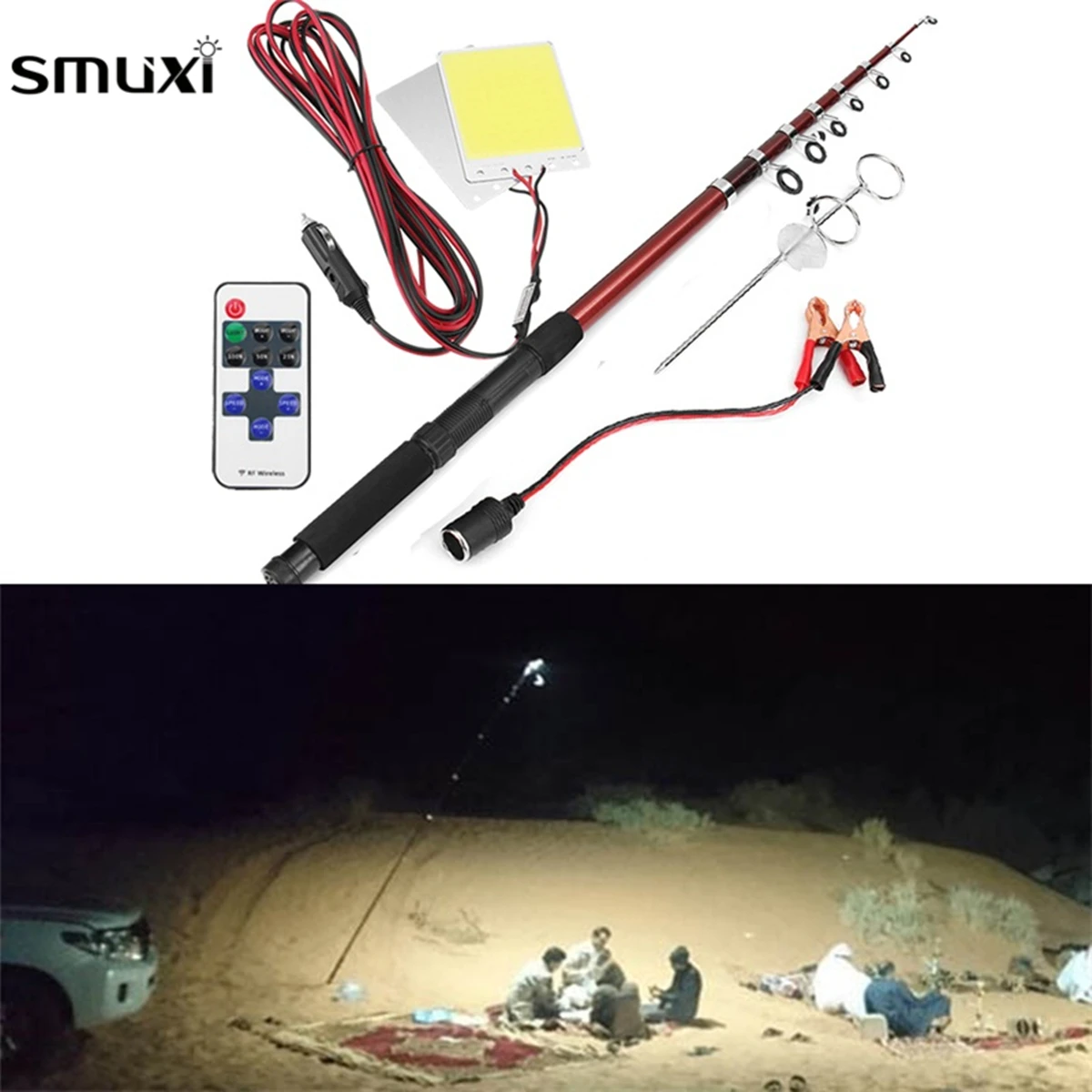 Telescopic Fishing Rod Lamp Remote Control Camping Night Lamp LED Tent