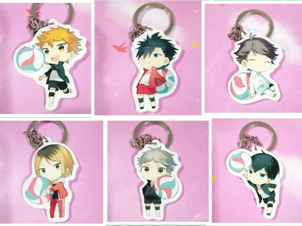 

6 Pcs/lot Anime Haikyuu!!! Keychain Key chain action figure toys for birthday gifts