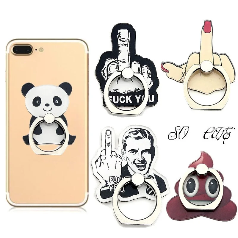 

360 Degree Rotating Titanium Steel Ring Phone Stent Cute 3D Acrylic Cartoon Finger Ring Mobile Phone Smartphone Stand Holder