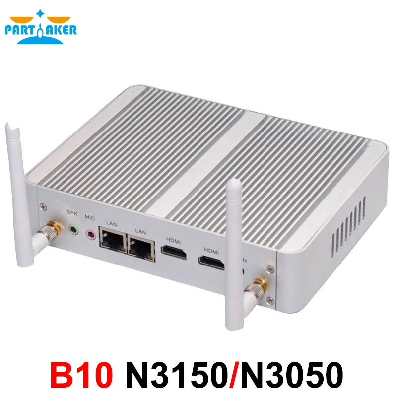 Partaker B10 Business Office Mini PC Fanless Computer with 5th Gen Celeron 14nm Dual Core N3050 N3150 Processor